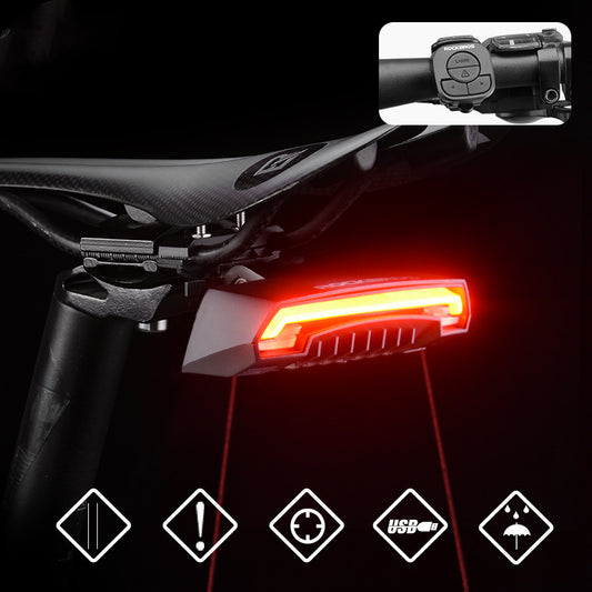 Trendoligy smart bike tail light with red LED and remote control on handlebar, USB rechargeable