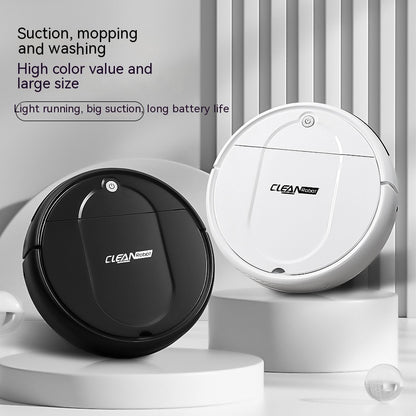 Black and white CLEAN Robot smart vacuum cleaners with suction, mopping, and long battery life features