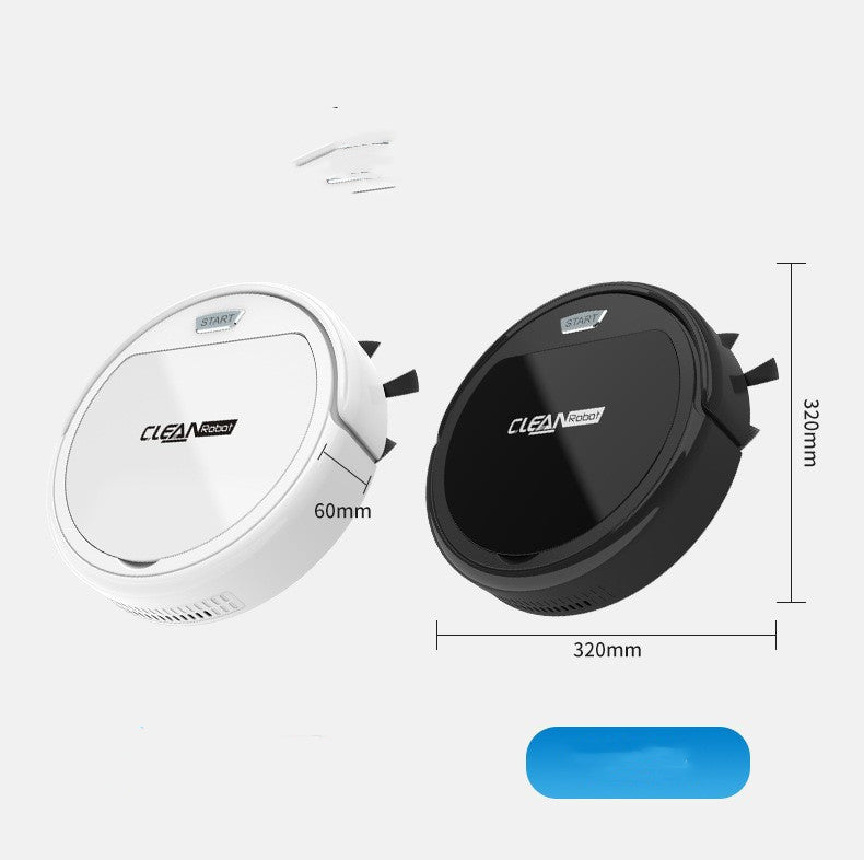 Black and white CLEAN Robot smart vacuum cleaners with 320mm diameter and 60mm height dimensions