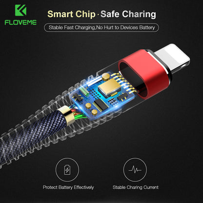 Close-up of Floveme charging cable with smart chip for stable fast charging and battery protection