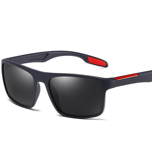 Blue Mercury polarized sports sunglasses with black lenses and red accents, TR90 frame for men