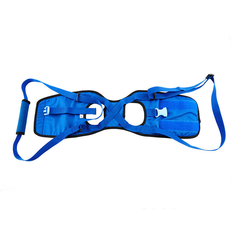 Adjustable blue dog assist harness with padded handle and durable polyester for senior dog mobility support