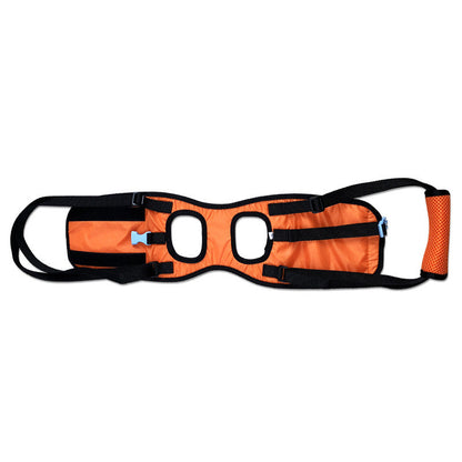 Orange and black adjustable dog assist harness with padded handle for senior dog mobility support