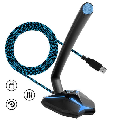 Blue Trendoligy G33 USB omnidirectional gaming microphone with braided cable and angular black base