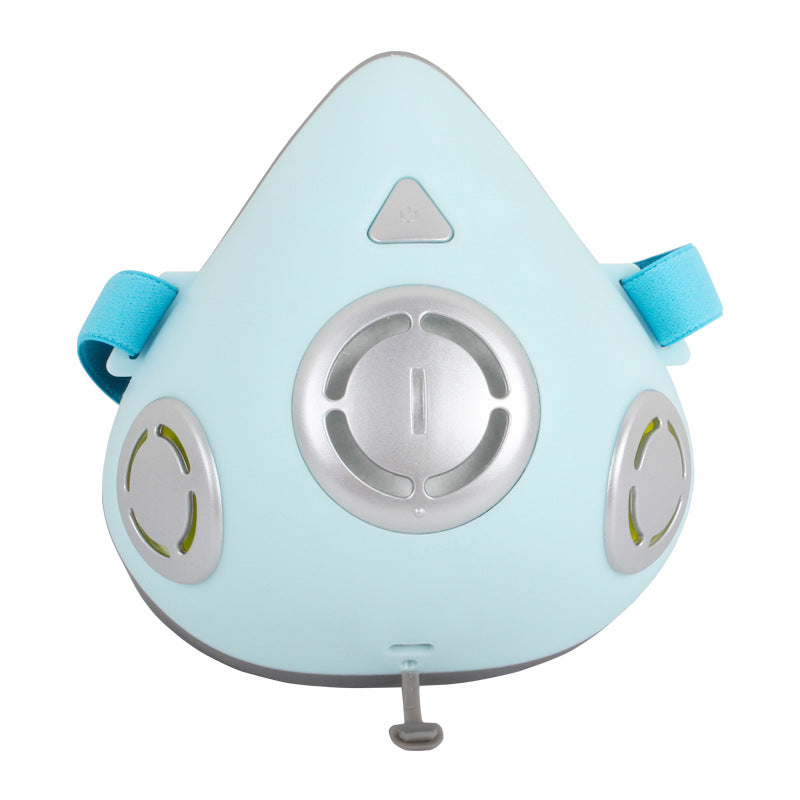 Blue Trendoligy electric face mask with central breather valve and adjustable straps