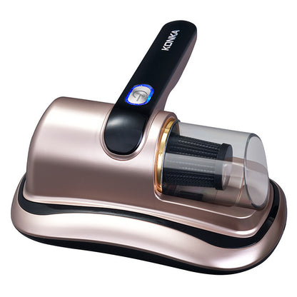 Rose gold wireless vacuum cleaner with black handle and transparent dust container labeled KONKA