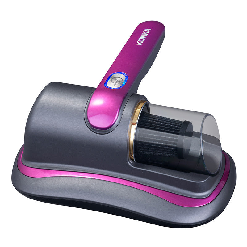 Konka pink and gray handheld wireless mite vacuum cleaner with USB charging and UV sterilization