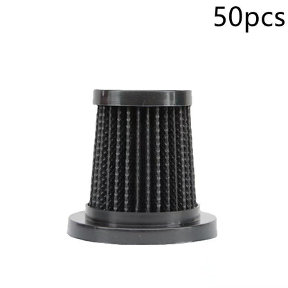 black pleated cylindrical vacuum cleaner filter cartridge with flat base