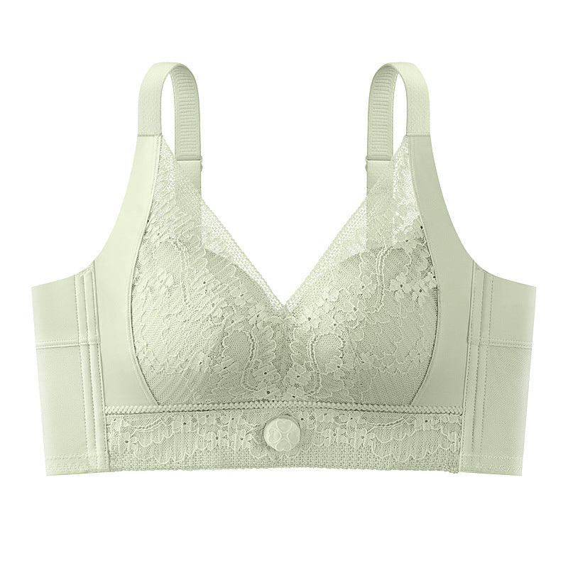 Light beige lace push-up bra with adjustable straps and floral lace detailing