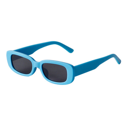 Light blue rectangular sunglasses with dark lenses, lightweight fashion UV protection eyewear