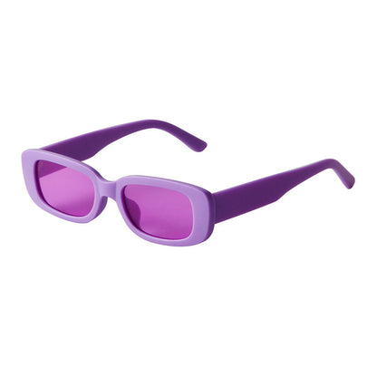 Purple multicolor rectangular sunglasses with lightweight plastic frame and UV protection lenses