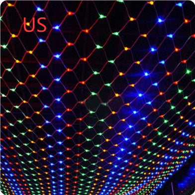 Colorful 6x4m LED net lights with blue, red, green, yellow bulbs, outdoor waterproof Christmas decoration