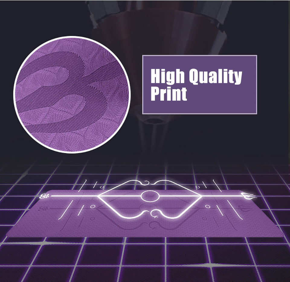 Purple yoga mat with high quality print and detailed texture patterns highlighted