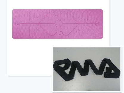 purple TPE yoga mat with position lines and joint support, non-slip cushioned beginner mat