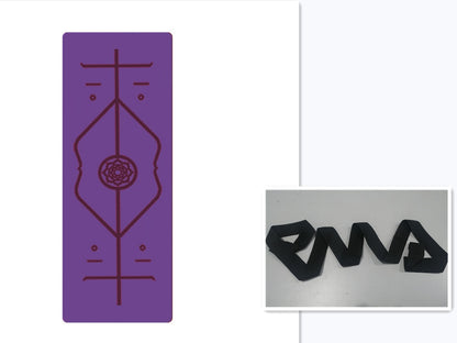 Dark purple cushioned beginner yoga mat with non-slip TPE material and alignment lines for joint support