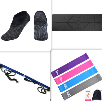 Dark purple non-slip TPE yoga mat with cushioned joint support and position lines