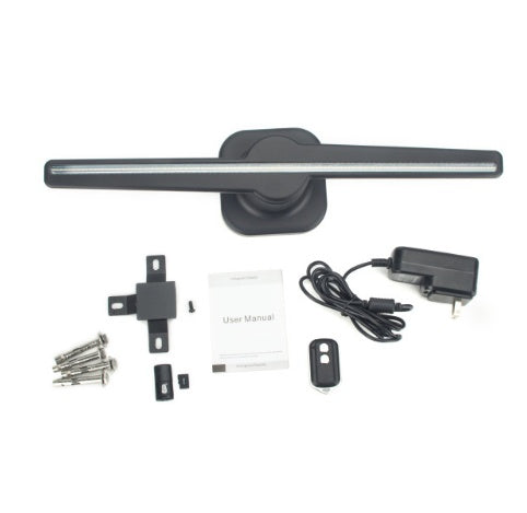 Wireless door handle lock kit with screws, mounting bracket, user manual, remote control, and power adapter on white background