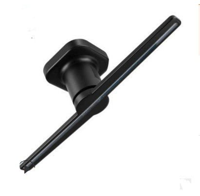 Black 3D holographic projector fan digital signage device with sleek modern design