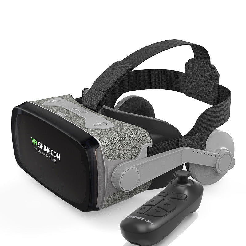 VR SHINECON virtual reality headset with adjustable straps and wireless black controller