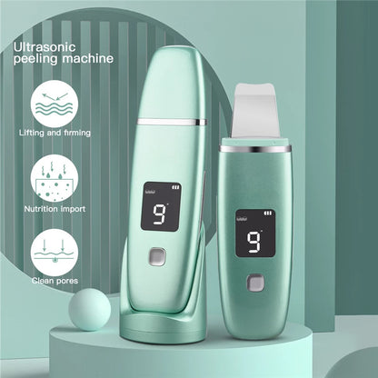 Green ultrasonic peeling machine with digital display for lifting, firming, and pore cleansing