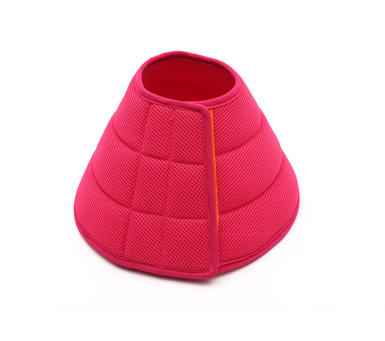Pink soft mesh pet recovery cone collar, adjustable and comfortable for dogs and cats