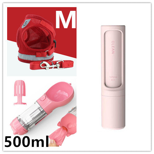 Grey breathable reflective mesh dog harness with durable metal hardware and matching leash