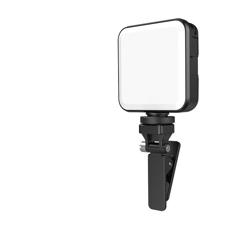 grey portable LED fill light with adjustable clip mount for live broadcast and photography