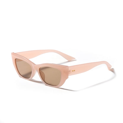 Trendy pink Hawksbill retro sunglasses with durable frames and sun protection on white background