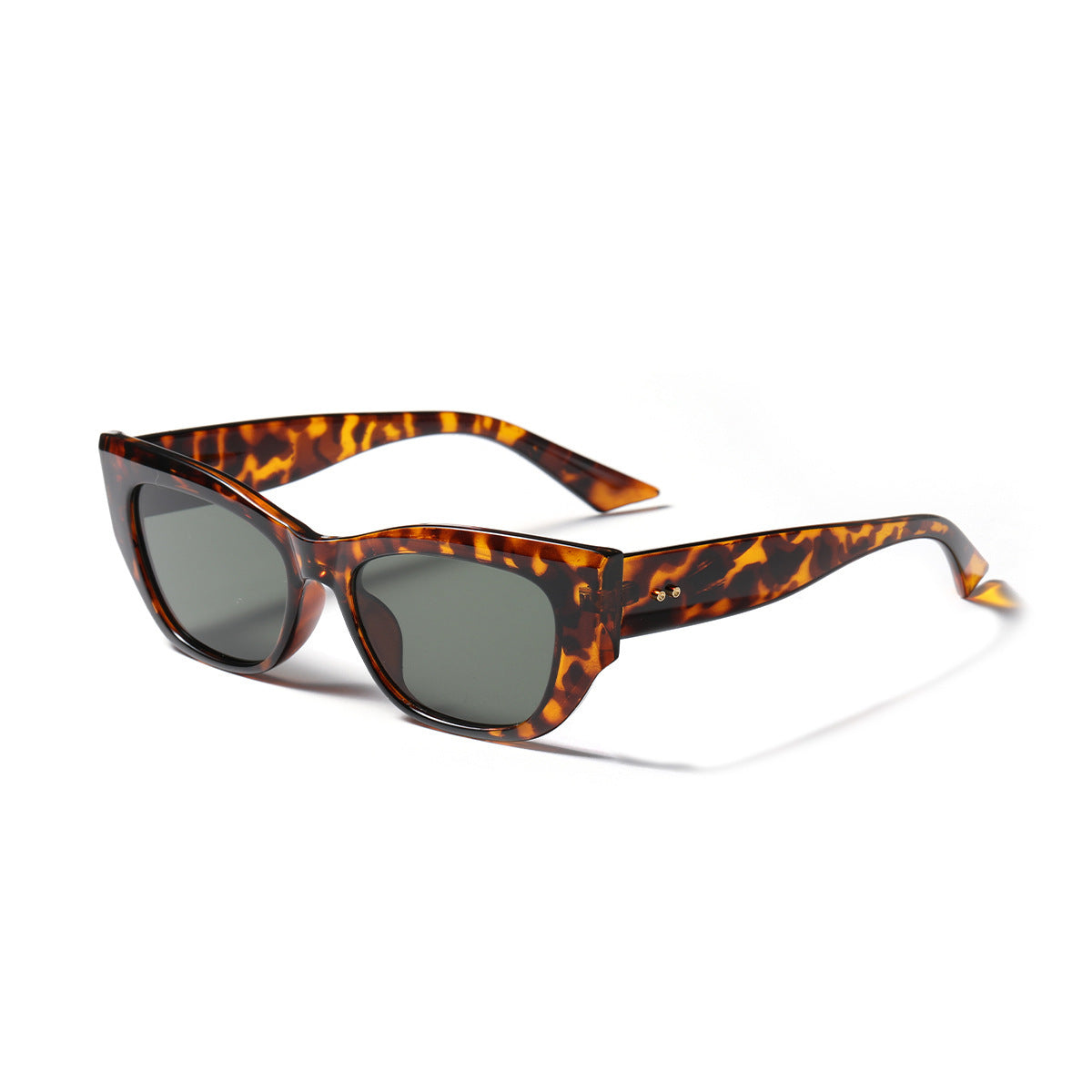 Hawksbill tortoiseshell retro sunglasses with dark lenses and thick durable frames on white background