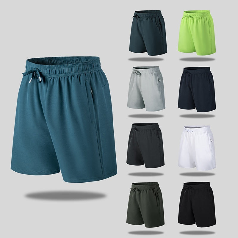 Men's quick-dry beach shorts in various colors with elastic waistband and drawstring, lightweight fabric