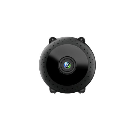 Compact black mini WiFi security camera with 1080p HD lens and night vision feature