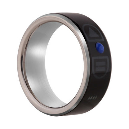 Trendoligy smart Bluetooth ring with black band and silver inner lining for iPhone and Android