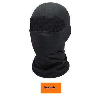 Black one-hole breathable winter ski balaclava for outdoor sports headgear
