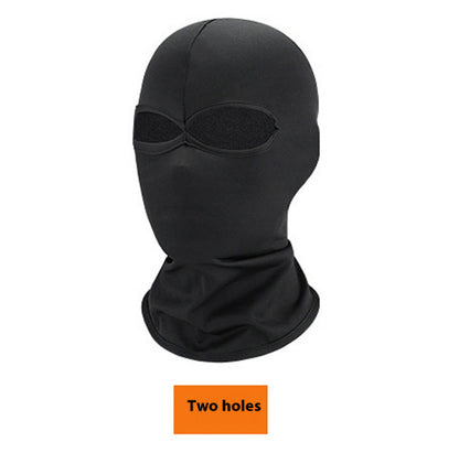 Black breathable balaclava with two eye holes, stretchy winter ski mask for outdoor sports