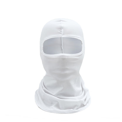 White one-hole balaclava ski mask made of breathable fabric for outdoor winter sports