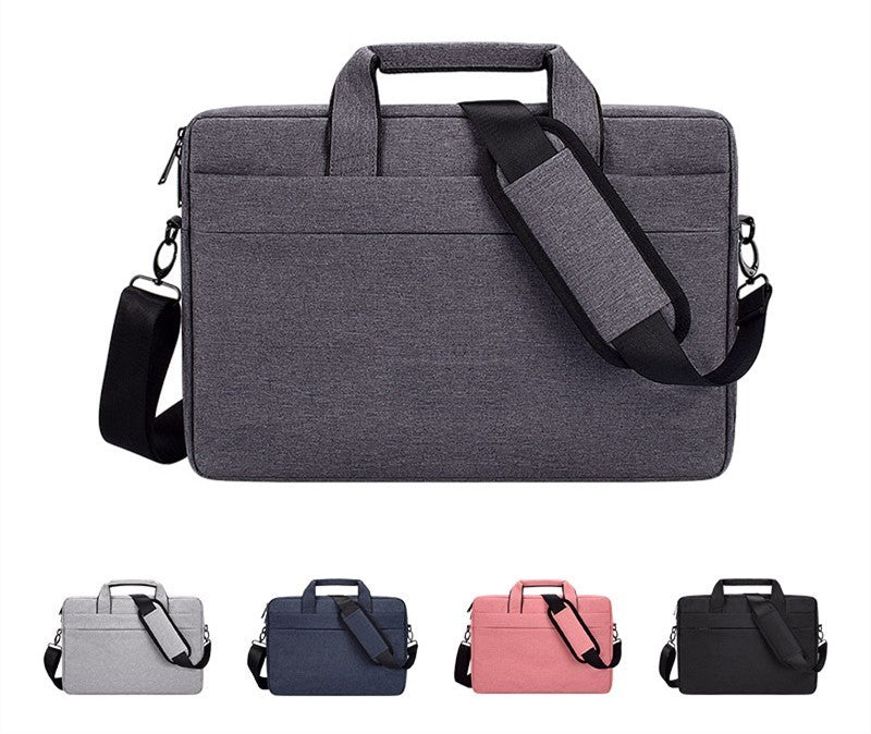 Gray 15.4-inch Oxford fabric laptop shoulder bag with soft handle and adjustable strap, business briefcase