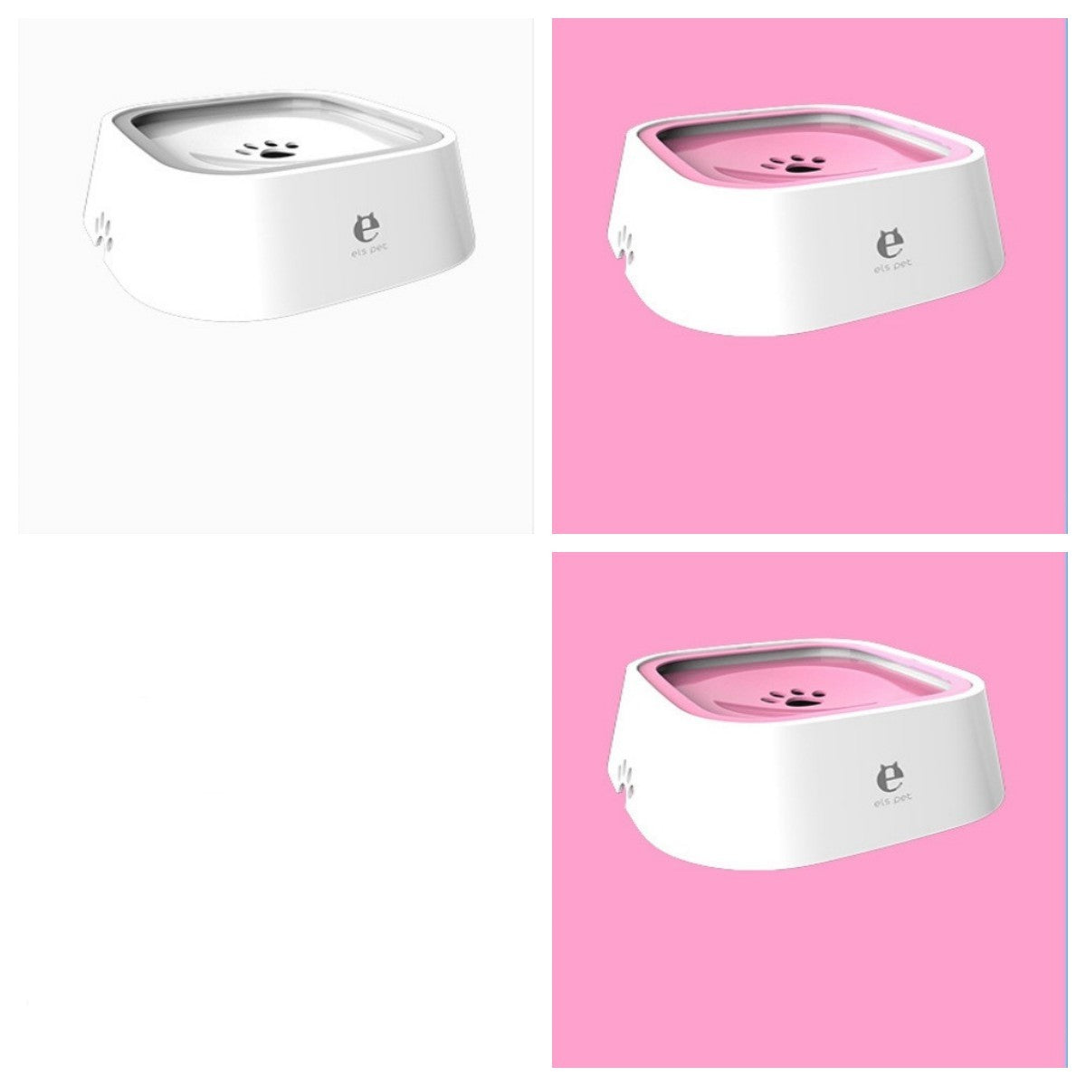 Large capacity pink and white slow feeder pet bowl with anti-overflow and non-slip design