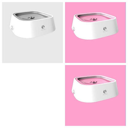 Large capacity pink and gray anti-overflow plastic pet slow feeder bowls with non-slip design