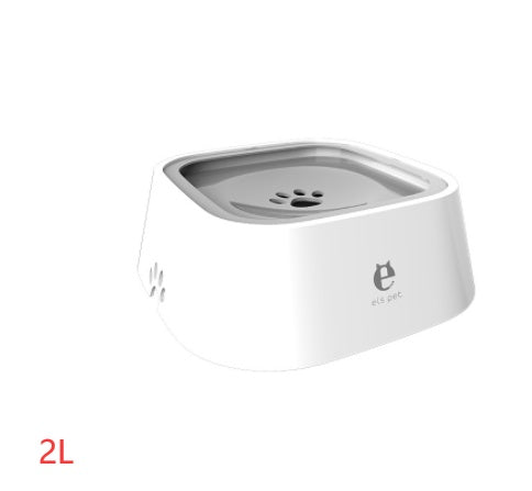 White and gray 2L slow feeder pet bowl with paw print design and non-slip base