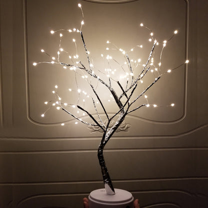 LED bonsai tree night light with warm white pearl star lights on flexible branches