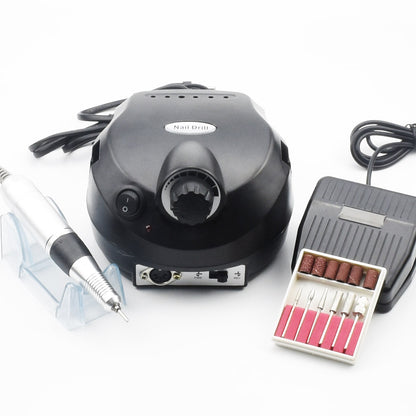 professional electric nail drill machine with handpiece, foot pedal, and nail drill bits set