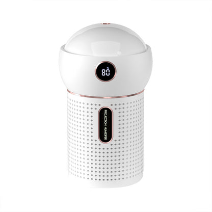 White projection humidifier with perforated design and digital humidity display showing 80%