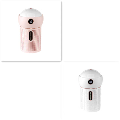 Compact Trendoligy pink USB humidifier with star projector, digital display, for student dorm use