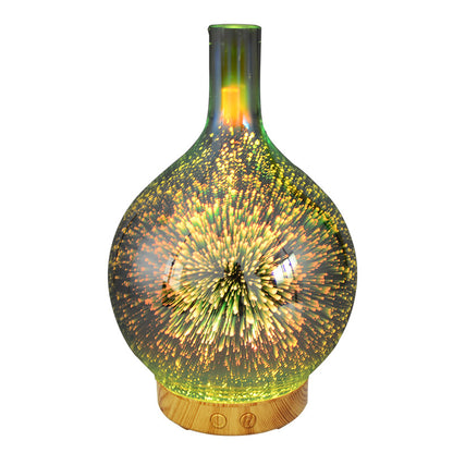 3D firework design ultrasonic essential oil diffuser with wooden base