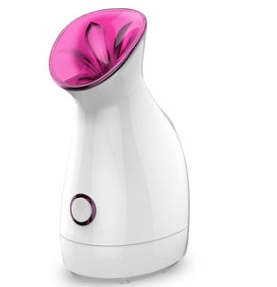 White and purple Trendoligy Nano Ion Facial Steamer with rounded design and power button