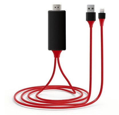 Red Trendoligy Lightning to HDMI adapter cable for iOS devices with USB power connector