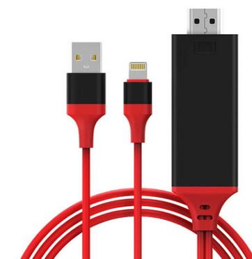 Red Trendoligy Lightning to HDMI adapter cable for iOS devices with USB connector and 1080p output