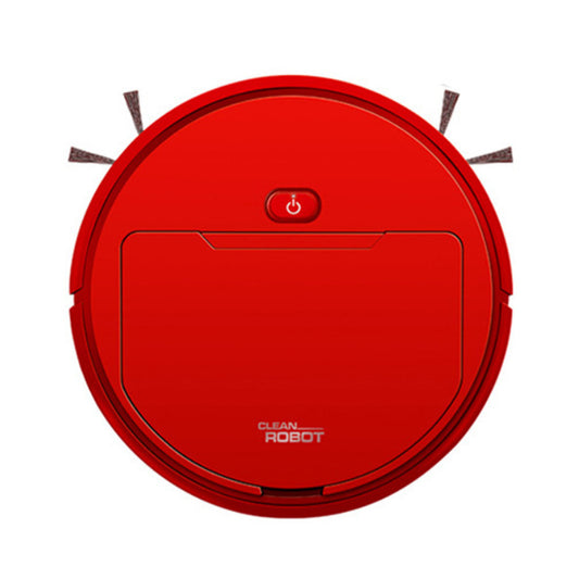 Red Trendoligy smart robot vacuum cleaner with power button and side brushes