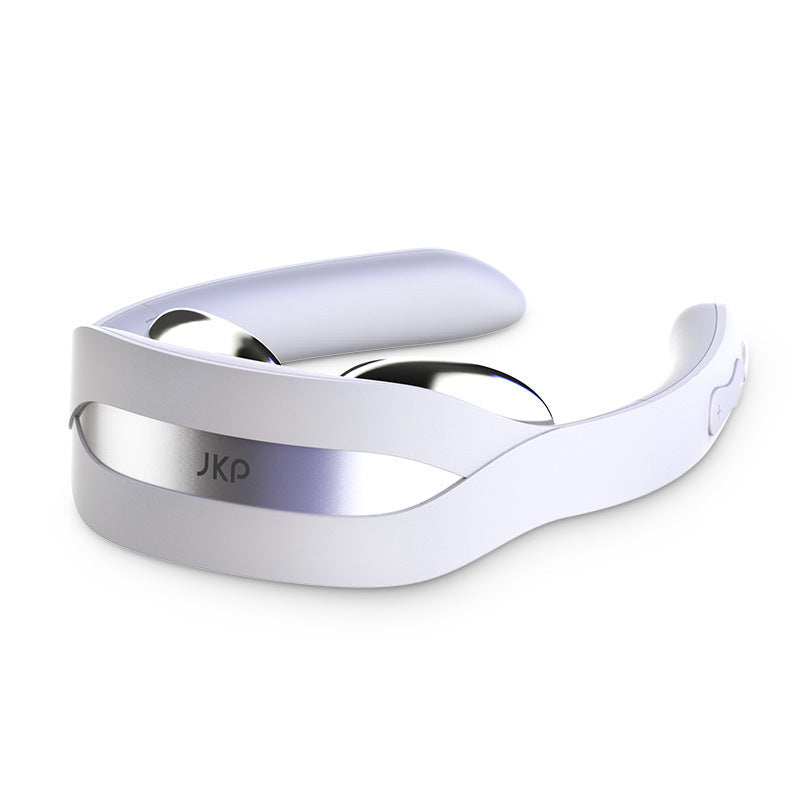 White Trendoligy neck massager with metallic silver accents and ergonomic design