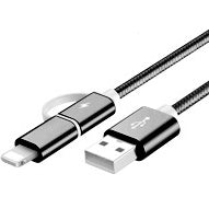 Rose gold Trendoligy 2-in-1 braided fast charger cable with USB-C and micro USB connectors